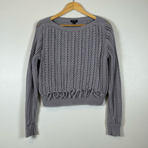 Worth Sweaters - Worth New York Chunky Knit Crop Sweater Women Medium Artsy Fisherman Open Knit